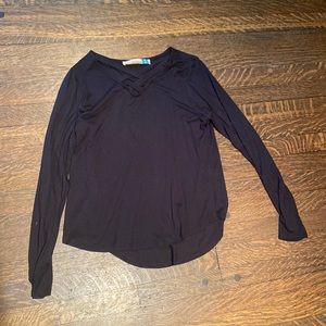 Vintage Havanna girls black top with lattice V neckline, M